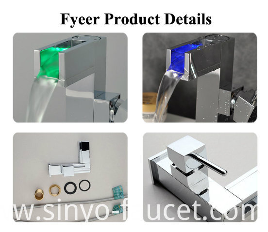 3 Color LED Water Brass Basin Mixer Faucet (QH015F)